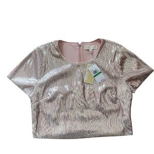 Michael Kors Sequined Zebra-Print Cropped Top | Large NWT